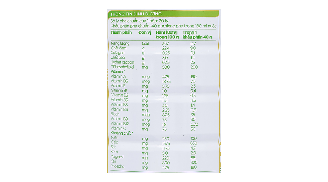 Sữa bột Anlene Gold 5X Hương Vani