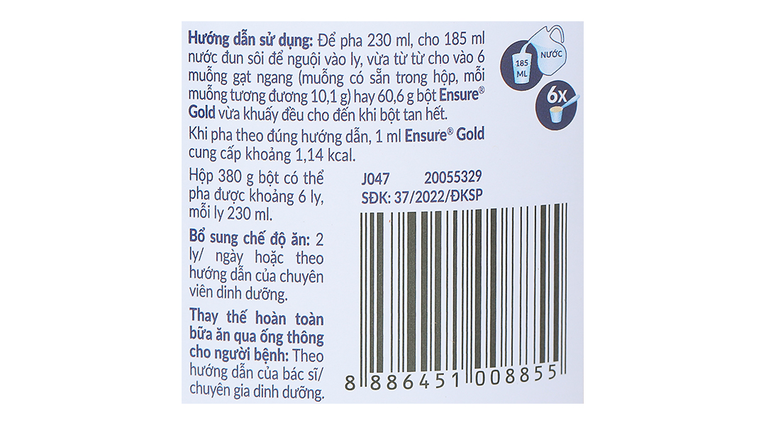 Thực phẩm dinh dưỡng Y Học Ensure Gold Hương Vani