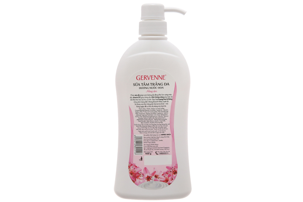 Sữa tắm Gervenne Lily Hồng trắng da hương nước hoa