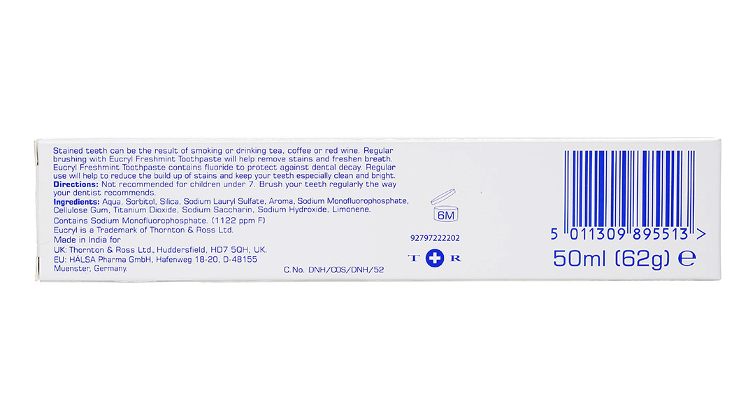 Kem đánh răng bạc hà Eucryl Toothpaste trắng răng, ngừa sâu răng