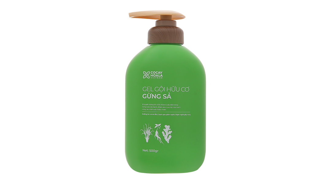Gel gội hữu cơ Gừng Sả Cocay Hoala ngăn dầu, dưỡng ẩm