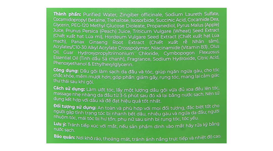 Gel gội hữu cơ Gừng Sả Cocay Hoala ngăn dầu, dưỡng ẩm
