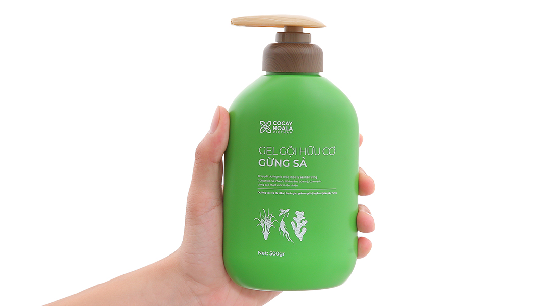 Gel gội hữu cơ Gừng Sả Cocay Hoala ngăn dầu, dưỡng ẩm