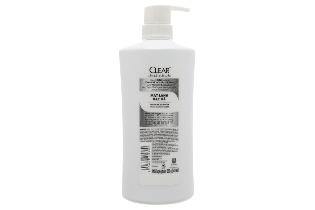 Dầu gội Clear mát lạnh bạc hà chai 650g