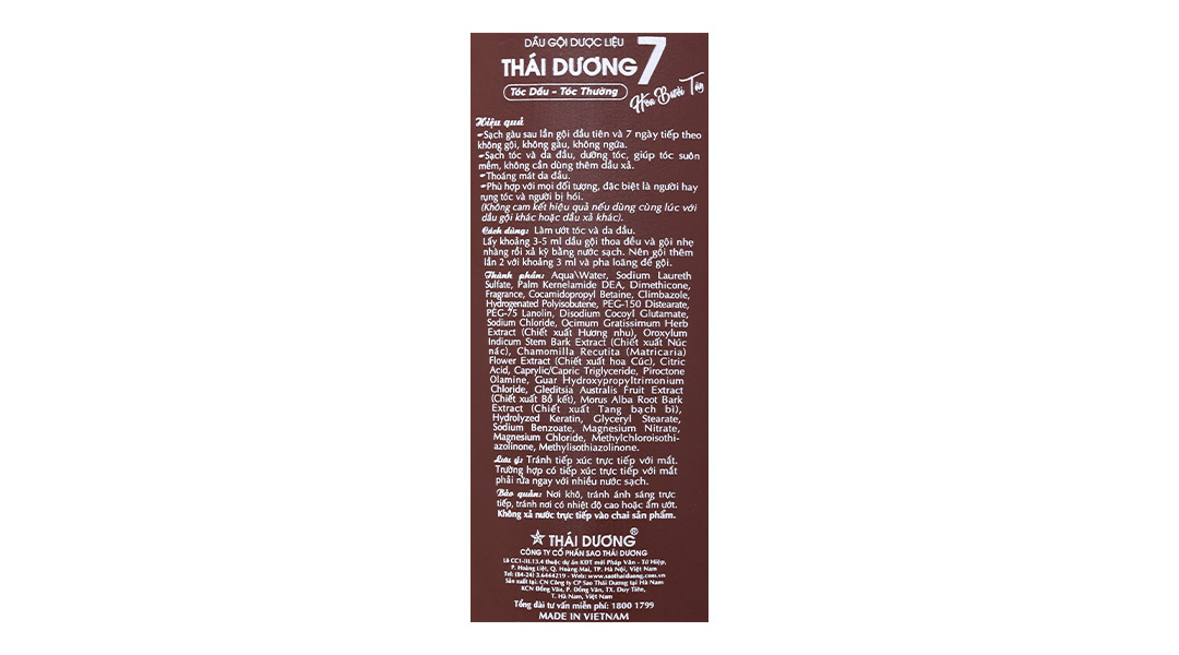 Dầu gội dược liệu Thái Dương 7 Gold sạch gàu, mềm mượt
