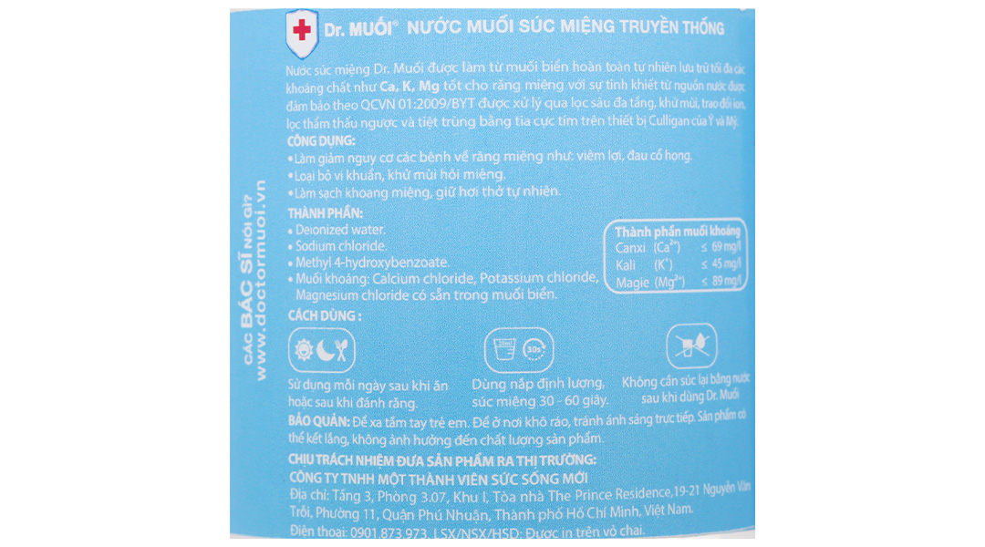 Nước súc miệng Dr. Muối ngừa vi khuẩn, giảm mùi hôi miệng