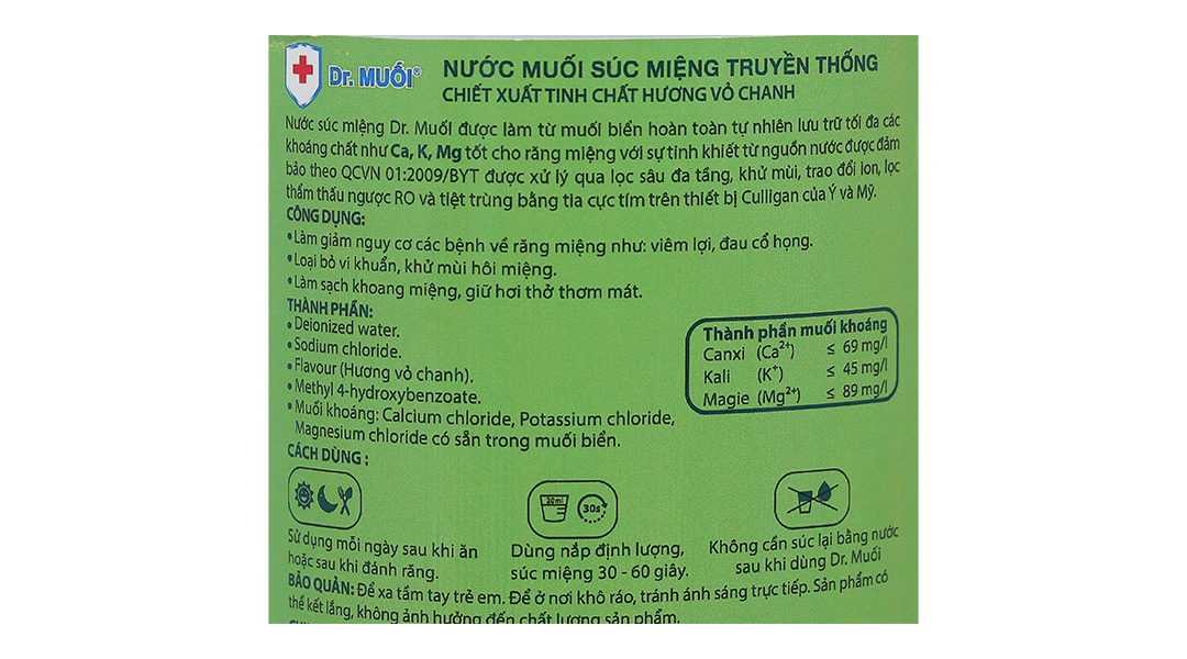 Nước súc miệng Dr. Muối hương vỏ chanh ngừa sâu răng