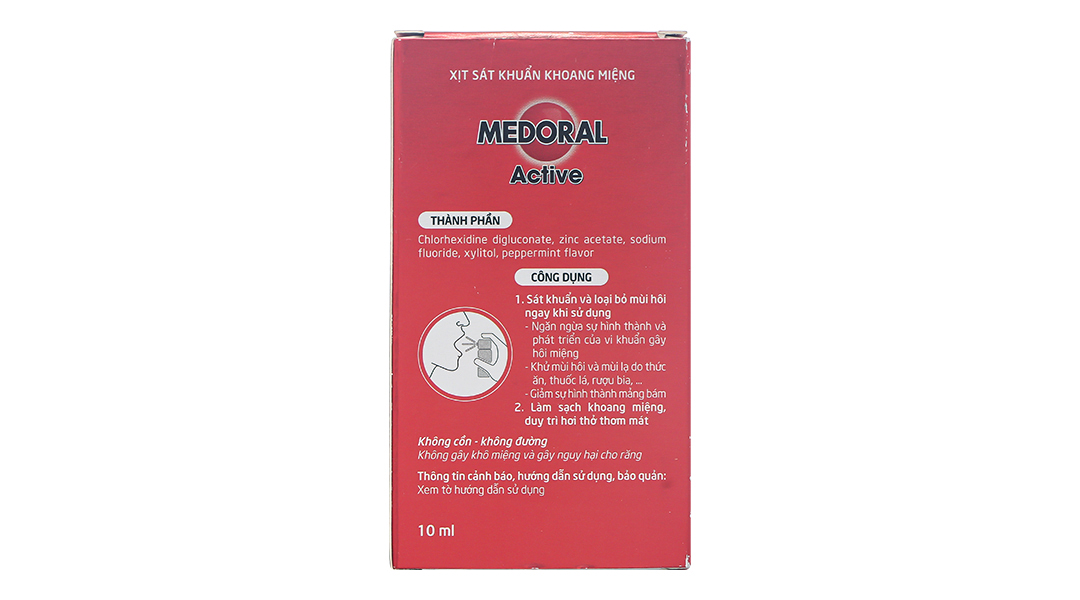 Xịt sát khuẩn khoang miệng Medoral Active giúp hơi thở thơm mát