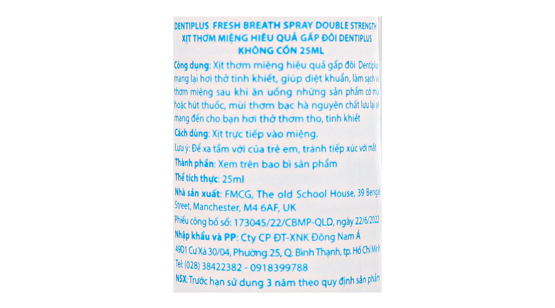 Xịt thơm miệng Dentiplus Double Strength không cồn nhân đôi hiệu quả diệt khuẩn