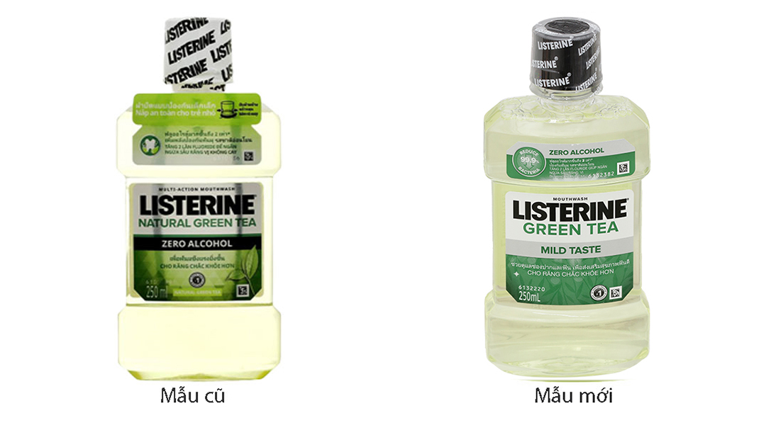 Nước súc miệng Listerine Natural Green Tea không cay ngừa mảng bám