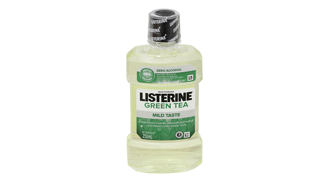 Nước súc miệng Listerine Natural Green Tea không cay ngừa mảng bám
