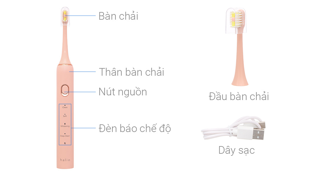 Bàn chải điện Halio Sonic SmartClean - Coral