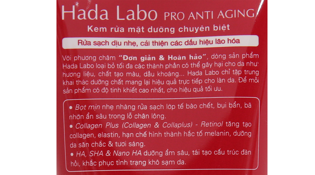 Kem rửa mặt Hada Labo Pro Anti Aging cải thiện da lão hóa