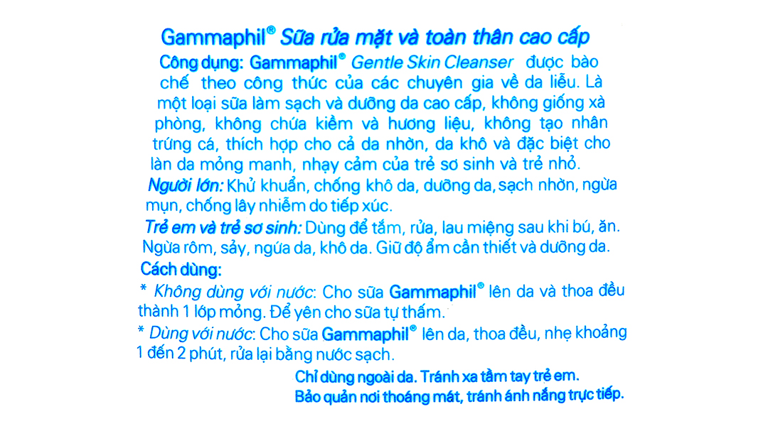 Sữa rửa mặt và tắm Gammaphil sạch nhờn, ngăn ngừa mụn