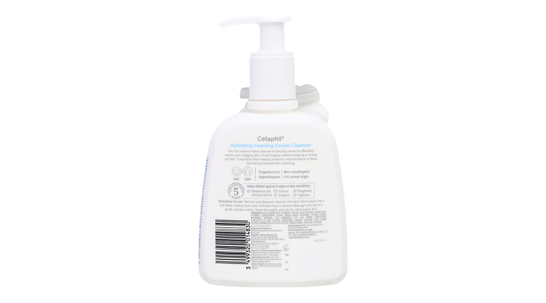 Sữa rửa mặt Cetaphil Hydrating Foaming Cream Cleanser tạo bọt mịn