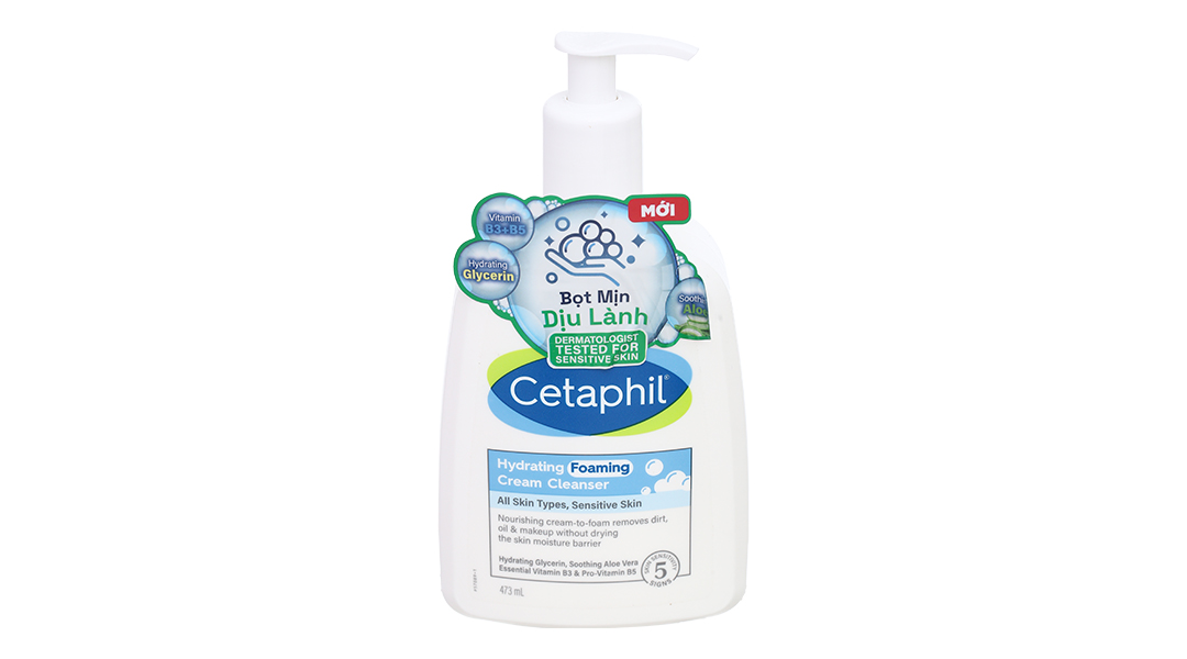 Sữa rửa mặt Cetaphil Hydrating Foaming Cream Cleanser tạo bọt dịu lành