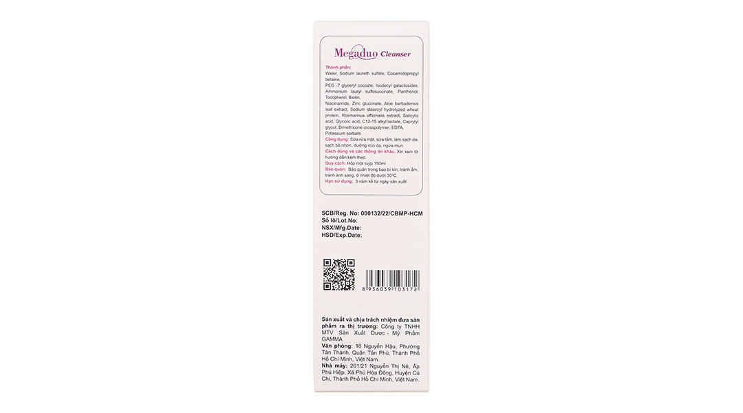 Sữa rửa mặt Megaduo Cleanser làm sạch da giúp da mịn màng, ngừa mụn