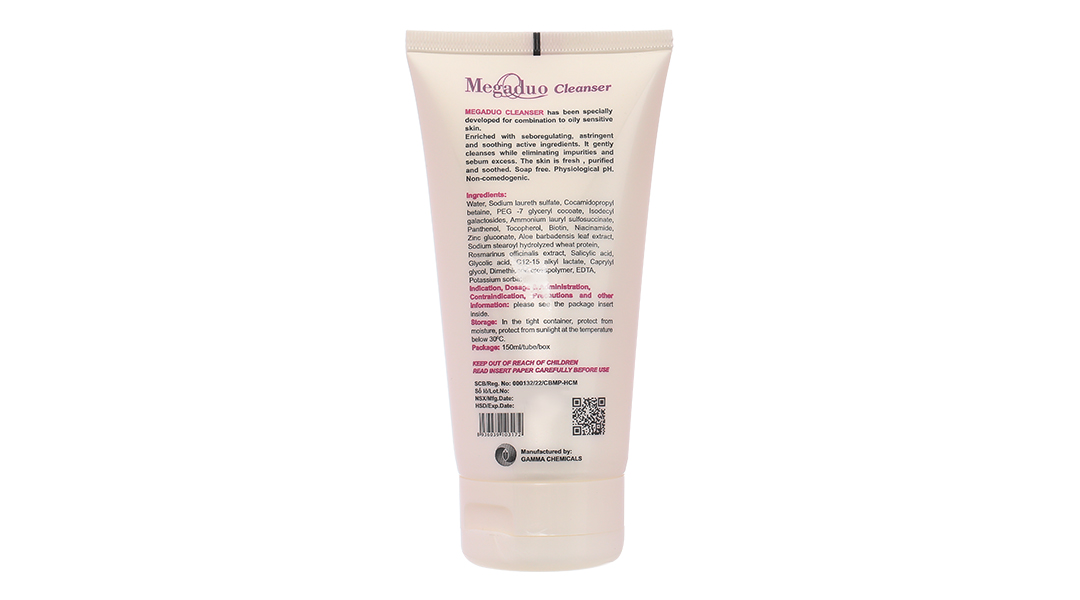 Sữa rửa mặt Megaduo Cleanser làm sạch da giúp da mịn màng, ngừa mụn