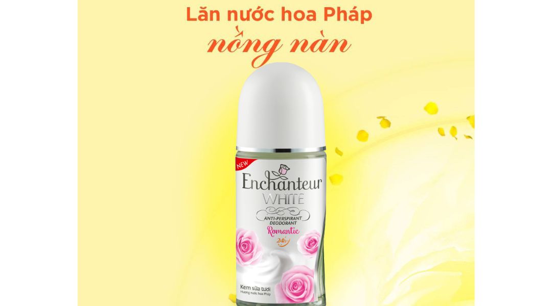 Lăn khử mùi Enchanteur White Romantic da trắng mịn màng