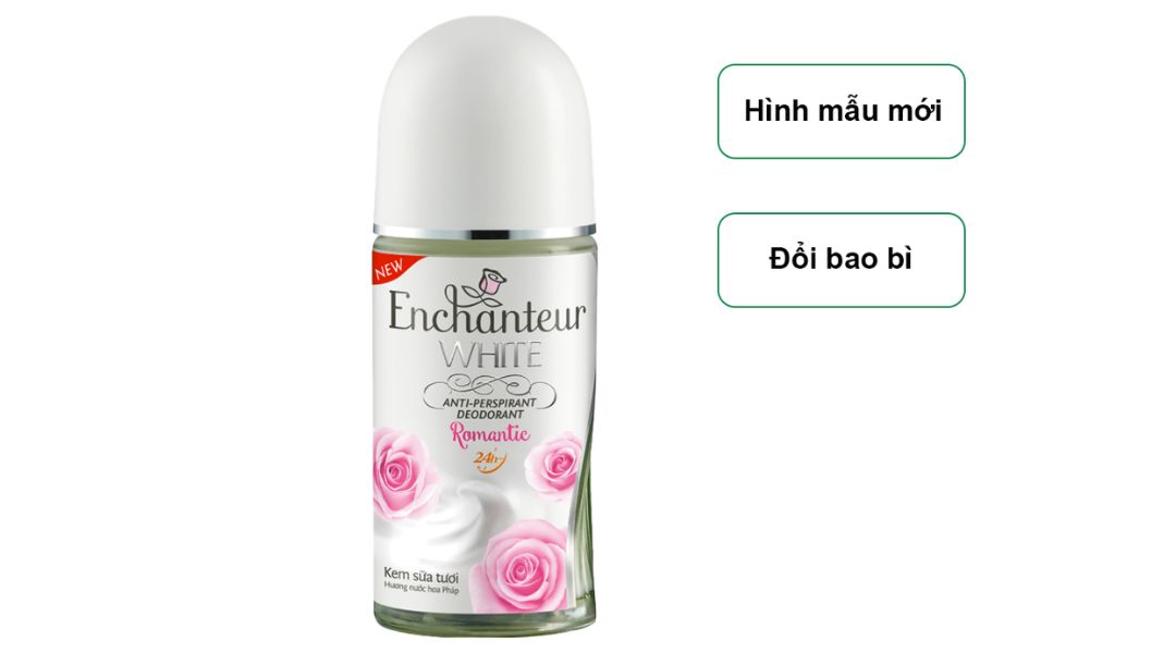 Lăn khử mùi Enchanteur White Romantic da trắng mịn màng