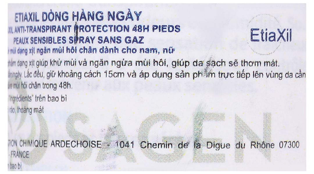 Xịt khử mùi Etiaxil Déodorant Anti-Transpirant 48h khử mùi hôi chân