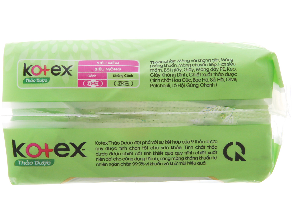 Băng vệ sinh Kotex thảo dược siêu mềm, siêu mỏng cánh