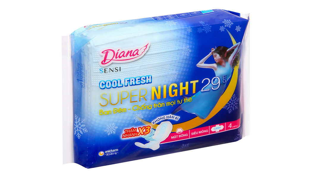 Băng vệ sinh ban đêm Diana Sensi Cool Fresh có cánh