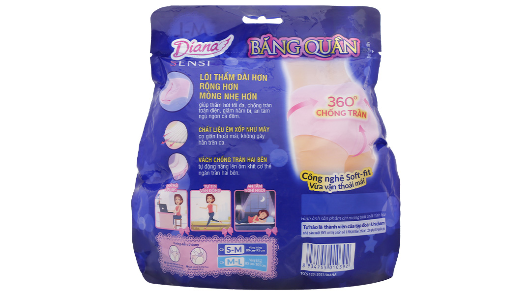 Băng quần Diana Sensi size M-L chống tràn
