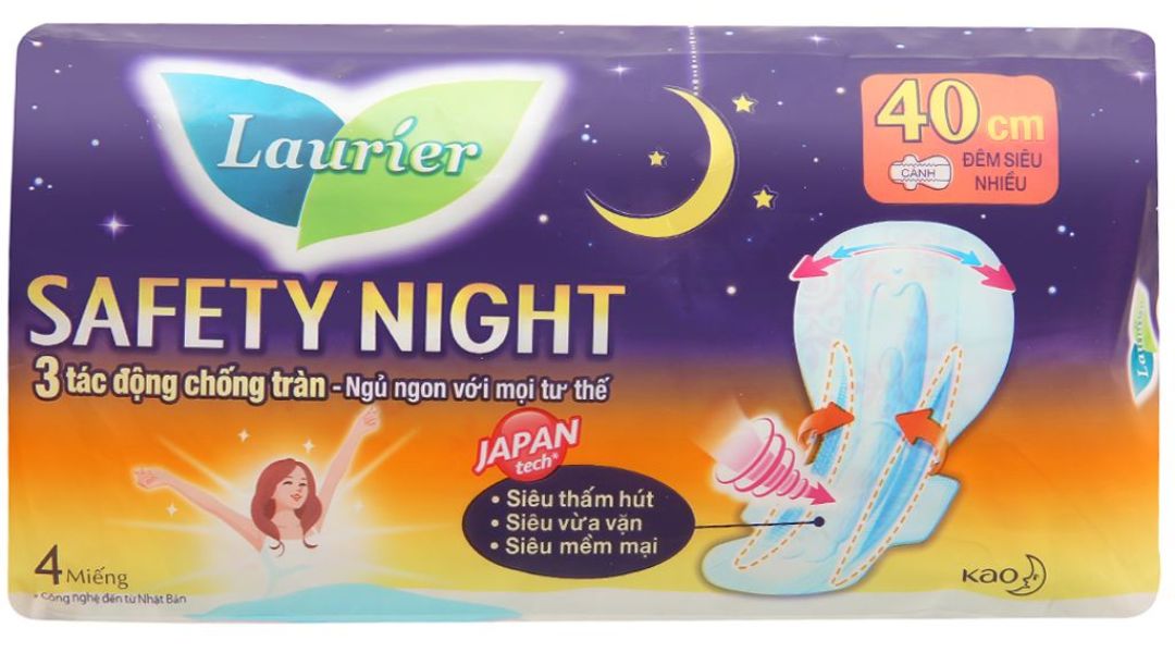 Băng vệ sinh ban đêm Laurier Safety Night 40cm
