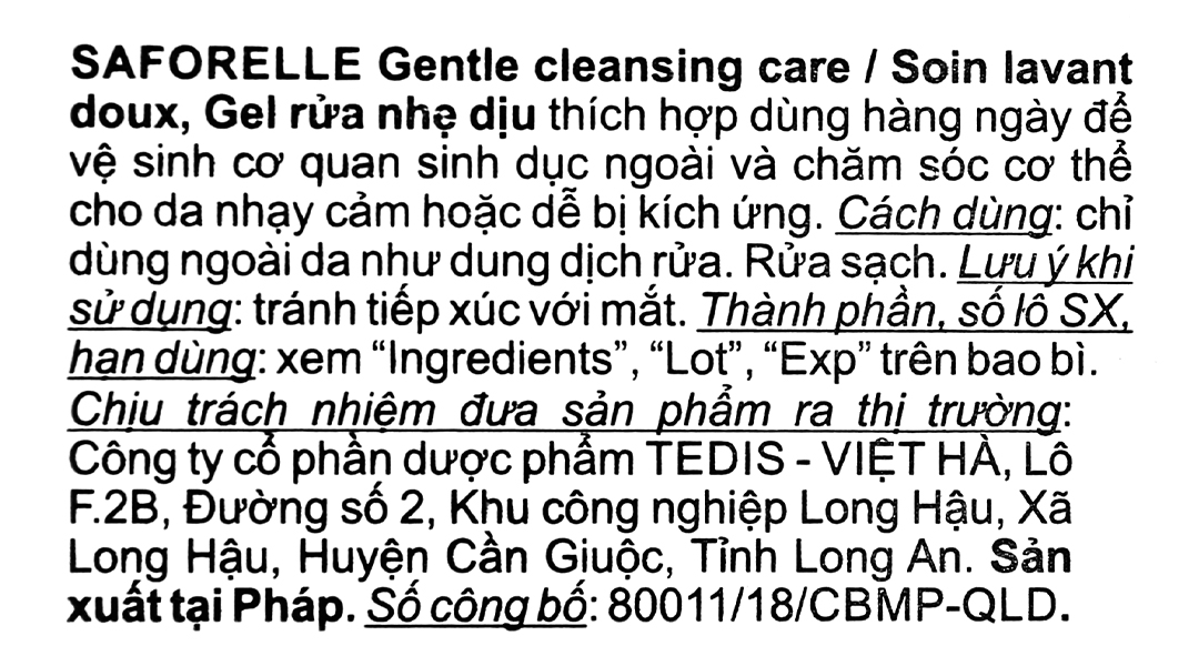 Dung dịch vệ sinh phụ nữ Saforelle Soin Lavant Doux Apaisant cho da nhạy cảm