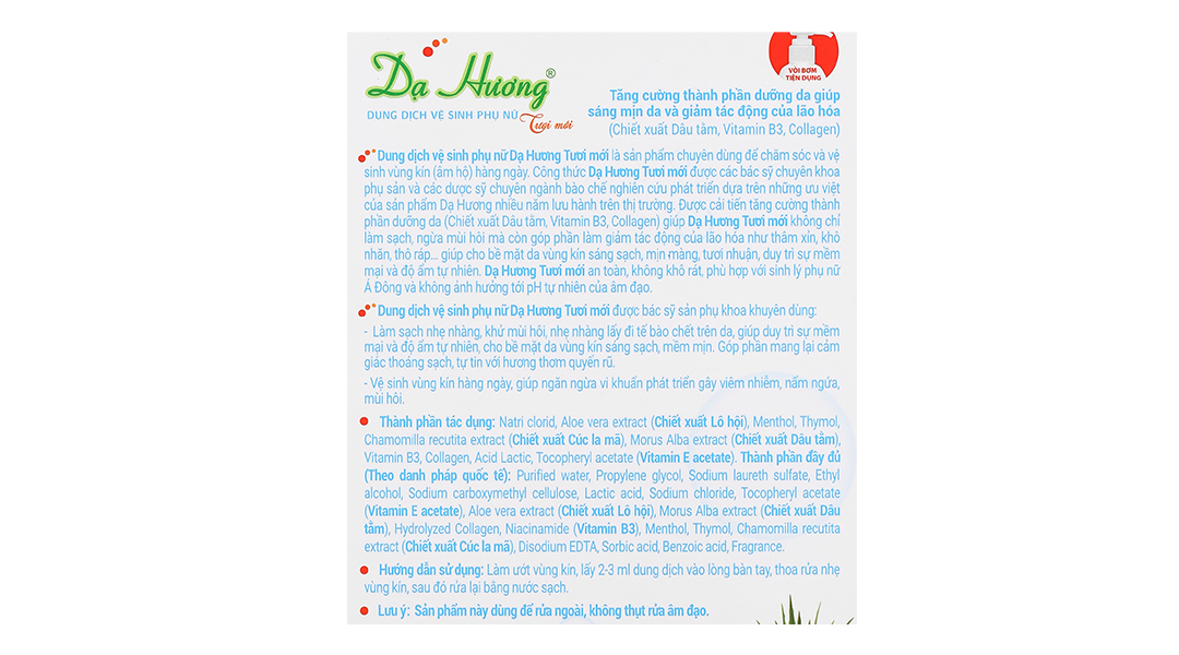 Dung dịch vệ sinh phụ nữ Dạ Hương muối, thảo dược khử mùi