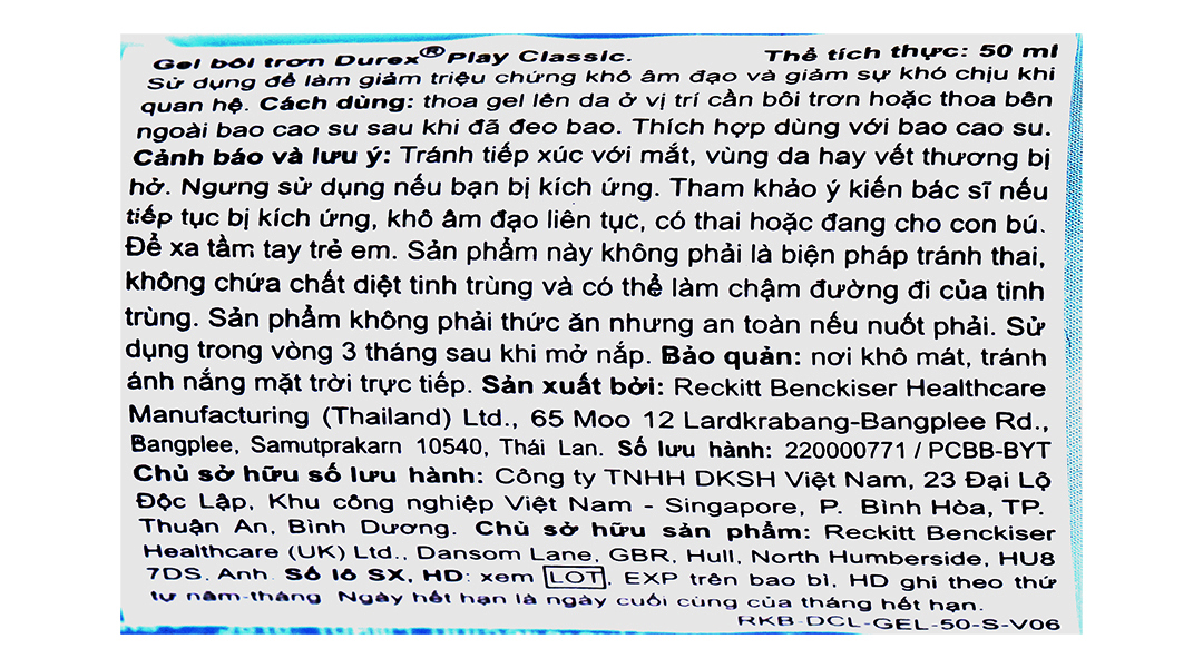 Gel bôi trơn Durex Play Classic dịu nhẹ