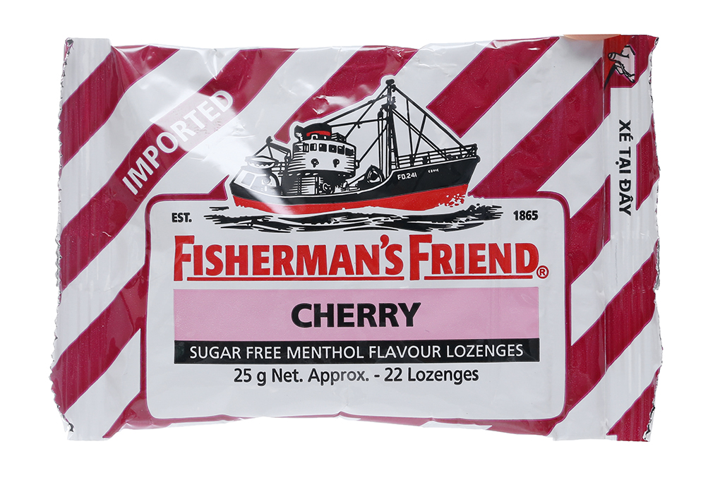 Kẹo cay Con Tàu Fisherman's Friend không đường vị cherry & menthol