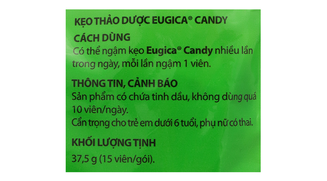 Kẹo ngậm thảo dược Eugica Candy giảm ho, đau họng