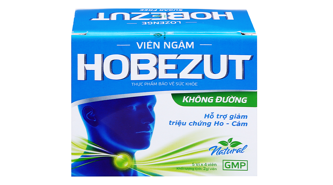 Viên ngậm Hobezut không đường hỗ trợ giảm ho, ấm họng