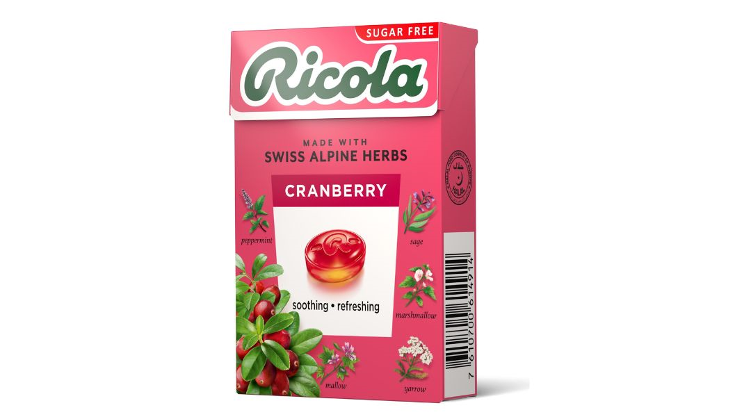 Kẹo Thảo Mộc Ricola Alpine Herbs Cranberry Không Đường 40G