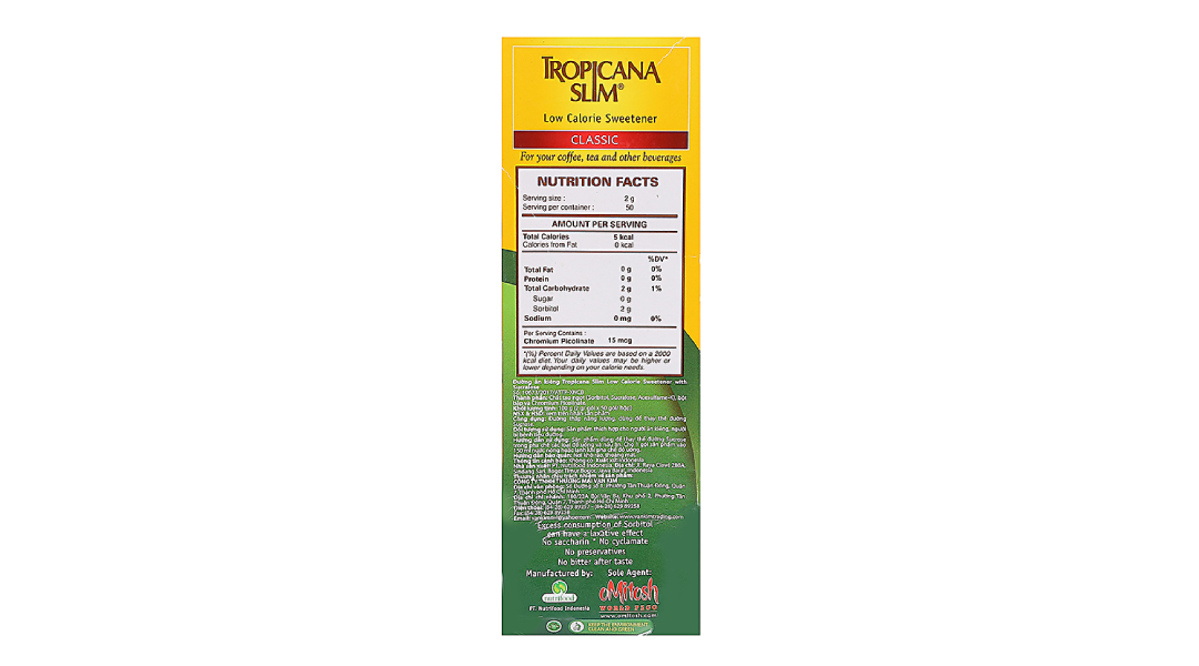 Đường ăn kiêng Tropicana Slim Classic hộp 100g