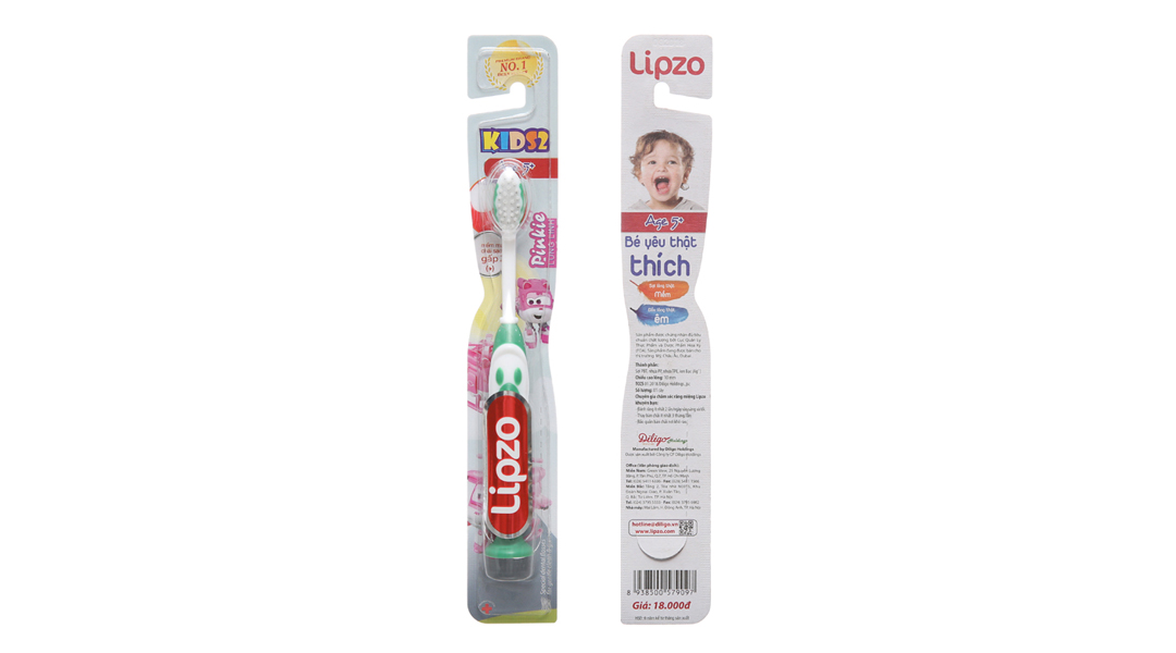 Bàn chải đánh răng Lipzo Kids 2 lông mềm