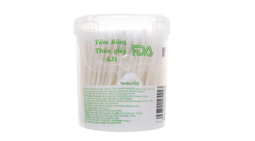 Tăm bông Niva AJ2 thân giấy đầu tròn và xoắn
