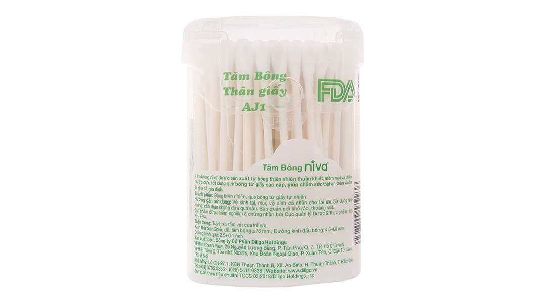 Tăm bông Niva AJ1 thân giấy đầu tròn và xoắn