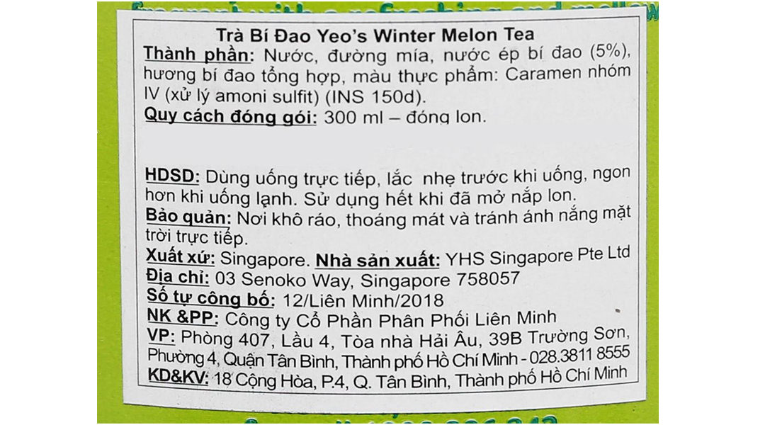Trà bí đao Yeo's Winter Melon