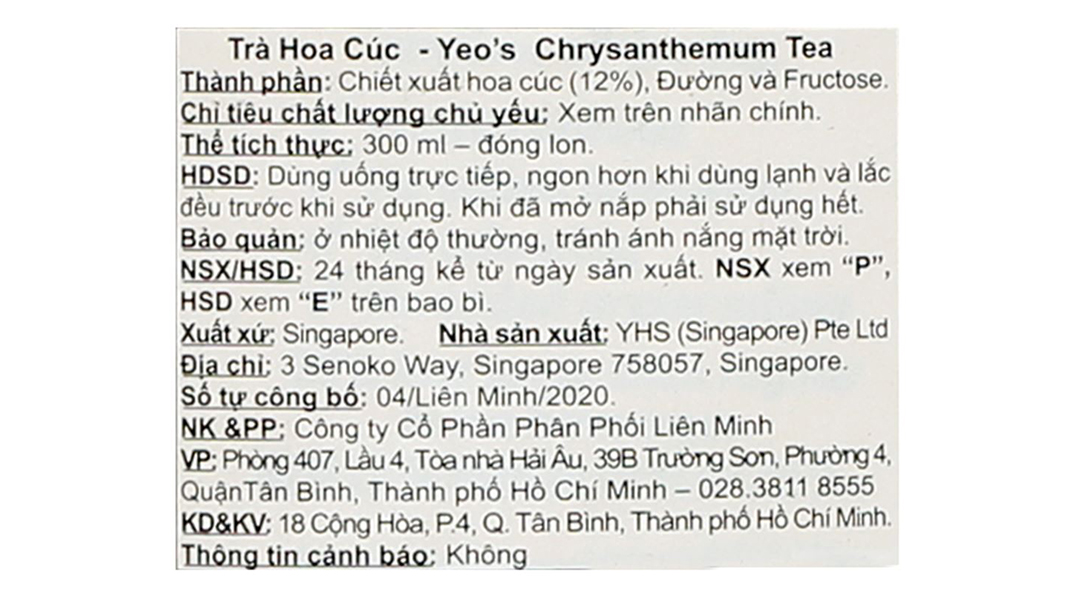 Trà hoa cúc Yeo's Crysanthemum