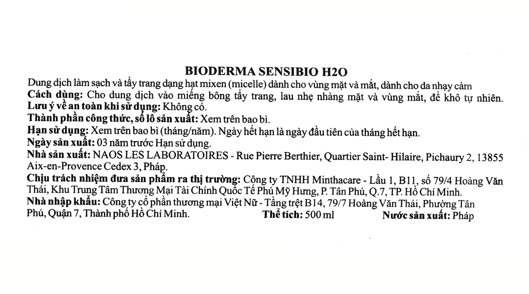 Nước tẩy trang Bioderma Sensibio H2O làm sạch sâu cho da nhạy cảm