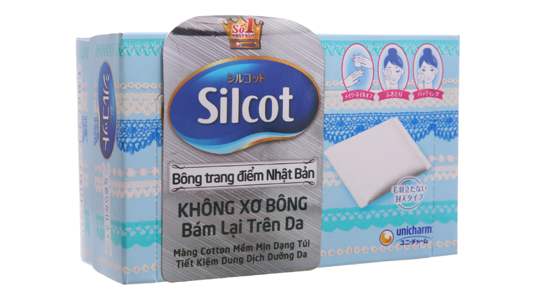 Bông tẩy trang Unicharm Silcot mềm mịn không xơ bông