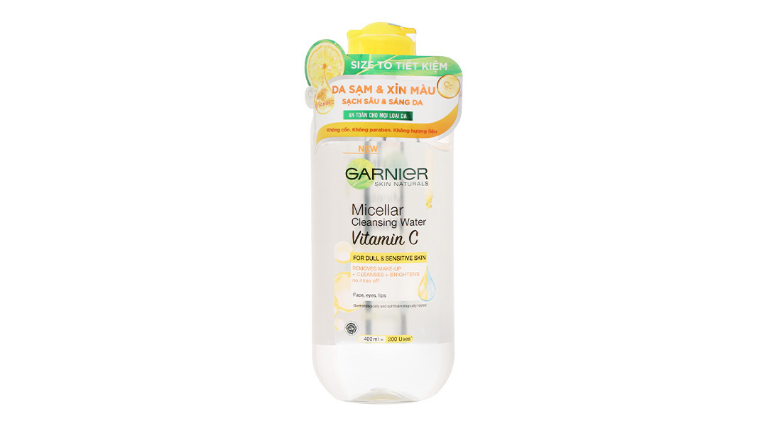 Nước tẩy trang Garnier Vitamin C giúp làm sạch, sáng da