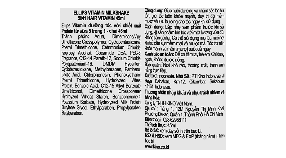 Xịt dưỡng tóc Ellips Vitamin Milkshake giúp phục hồi hư tổn
