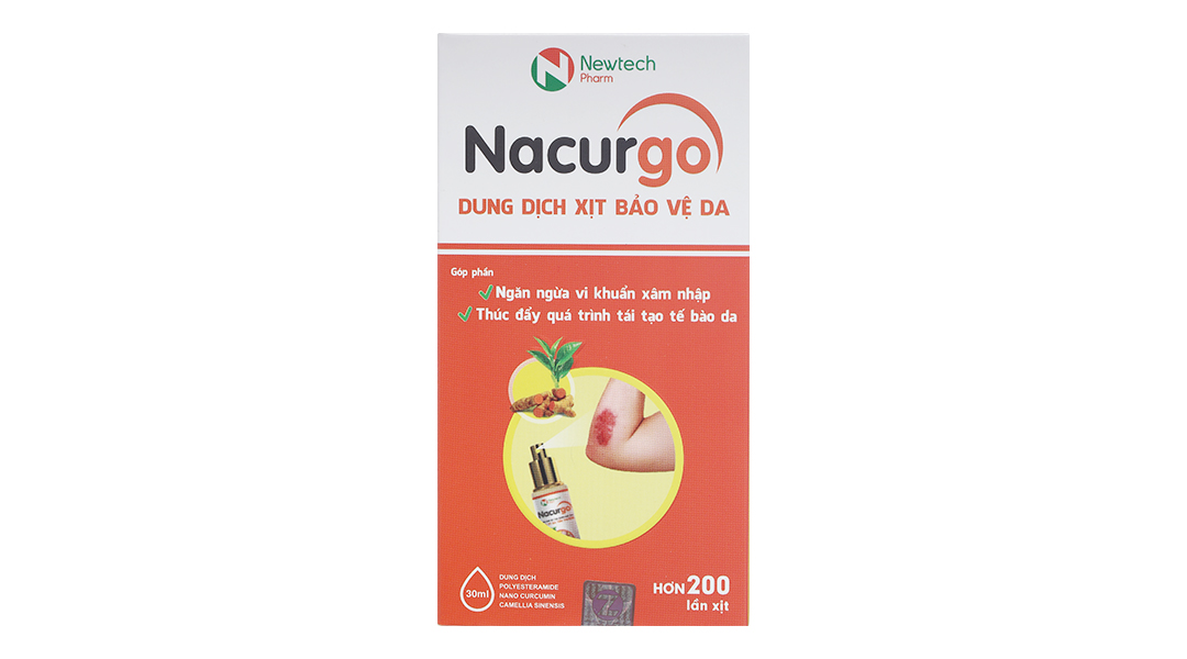 Dung dịch xịt Nacurgo bảo vệ, tái tạo da, ngừa vi khuẩn