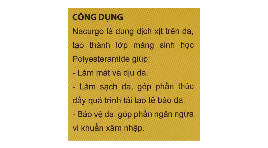 Dung dịch xịt Nacurgo bảo vệ, tái tạo da, ngừa vi khuẩn