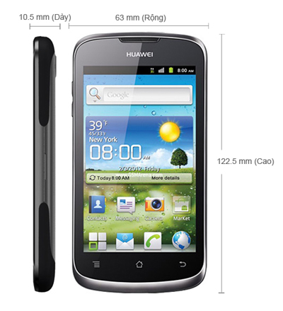 Kích thước của Huawei U8815 Kích thước của Huawei U8815