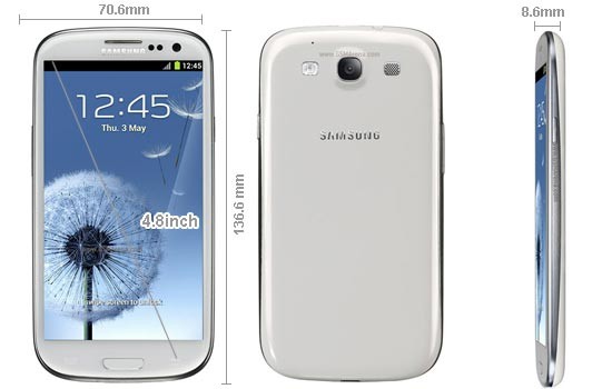 Thiết kế của điện thoại Samsung Galaxy S3